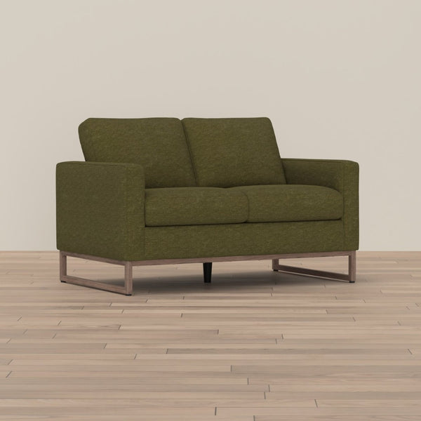 English Elm Green Olive Upholstered Loveseat with Black Metal Frame for Modern Living Rooms B361P486925