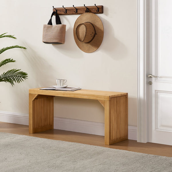 English Elm Dining Pine Multi-Use Bench & Table Set with Tempered Glass, Rustic Indoor Accent for Entryway Living Room W2275P192311