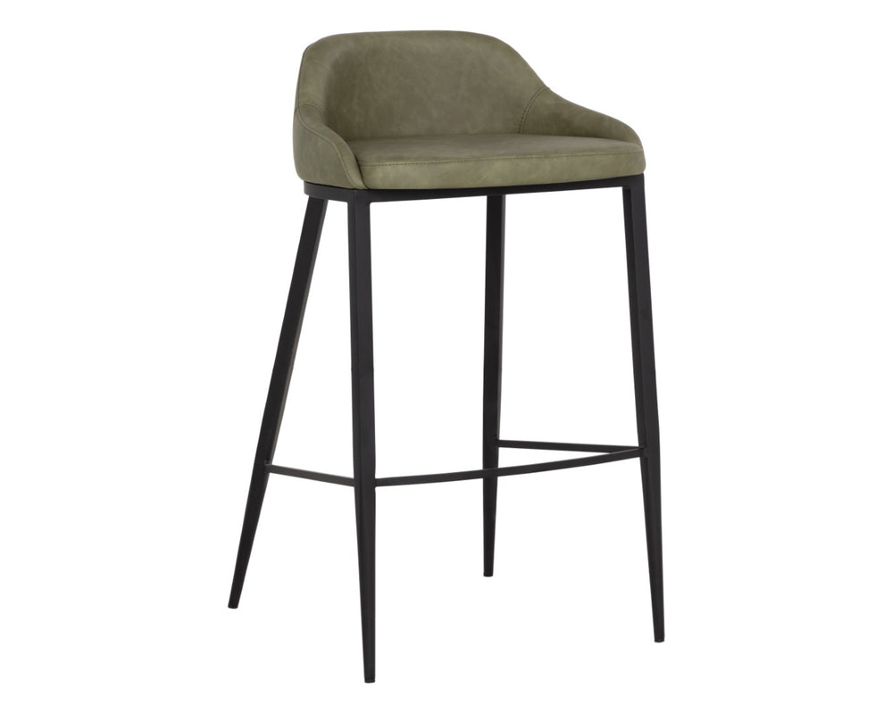 Sunpan ASTRA Barstool - Contemporary Comfort with Ivanhoe Pine Faux Leather & Sturdy Iron Legs, 34.75” H 112485