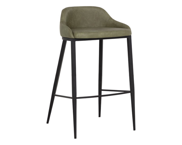Sunpan ASTRA Barstool - Contemporary Comfort with Ivanhoe Pine Faux Leather & Sturdy Iron Legs, 34.75” H 112485
