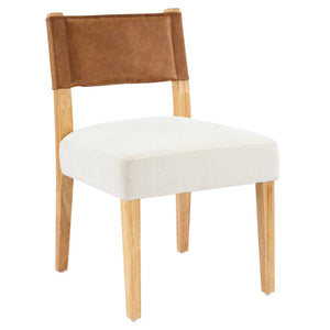 English Elm Mid-century Modern Linen Blend Dining Chairs Rubberwood Legs Sculptural Backrest Set of 2 Beige+Natural,Brown N768P442393N