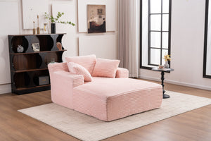 English Elm Oversized Corduroy Chaise Longue Sofa Bed Pink — Deep Seat Sleeper, No Assembly, Modern Lounge Comfort W1752P290577