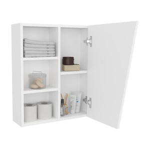 English Elm White Medicine Cabinet With Full-Length Mirror, Open Shelves & Stylish Hidden Storage For Any Bathroom B062P323179-GIGA