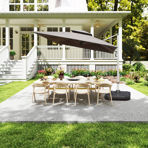 English Elm 10'X10' Square Cantilever Umbrella with Hydraulic Open, 5-Position Tilt, UPF50+ Polyester Canopy Gray W1859P337785