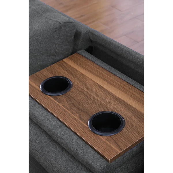 English Elm 2-Piece Alger 98" Wide Left-Hand Sofa & Chaise in Linen Blend with Tufted Backs, Nailhead Trim, Supportive Foam Cushions and Accent Pillows Dark Gray B102S00094