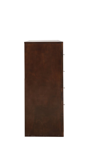 English Elm Marilla Elegant Silver Chest with Dovetail Drawers, Nickel Hardware, Durable Wood Veneers for Home Storage Cappuccino 43 L x 61 W x 19 H B078118247