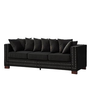 English Elm Modern Velvet Sofa Set 2+3 Seater With Square Armrests & Silver Nailhead Trim - Stylish Comfort! W1097S00192