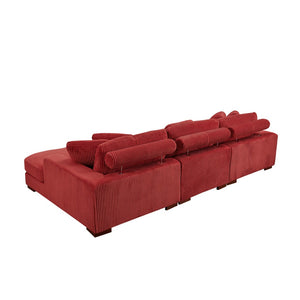 English Elm Large Corduroy Double Chaise Sectional Sofa with Lumbar Support for Spacious Living Rooms Red B2748S00021