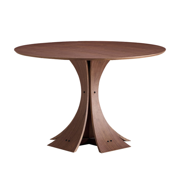 English Elm 47.24'' Round Modern MDF Dining Table for 4-8 Guests — Durable Eco-Friendly Top, Easy Assemble Walnut W876S00287