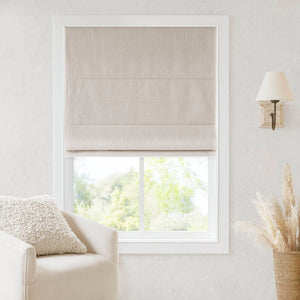 JLA Home Madison Park - Total Blackout Cordless Roman Shade — Premium Light-Blocking, Child-Safe Design for Sleep & Media Rooms Linen MP40-8661