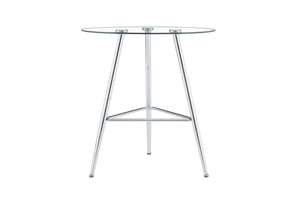 English Elm 36 Inch Round Glass Top Bar Table Chrome Tripod Base Modern Bistro Pub Style W3493P452043