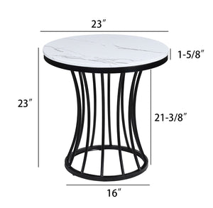 English Elm 3pc Modern Cocktail Table Set with Marble-Inspired Tops and Reeded Bases, Luxe Metallic Accents Black,White 41 L x 41 W x 6 H B011S01890