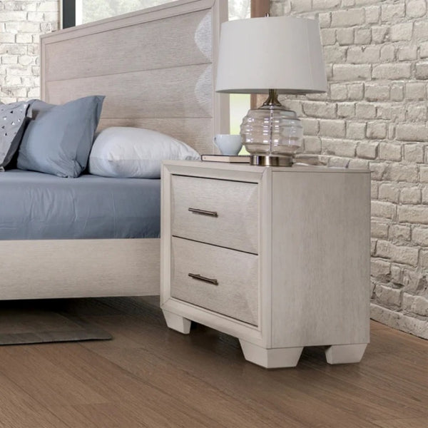 English Elm Transitional Solid Wood Nightstand with Dovetail Drawers and Felt Lining for Bedroom White Oak B2741P435294