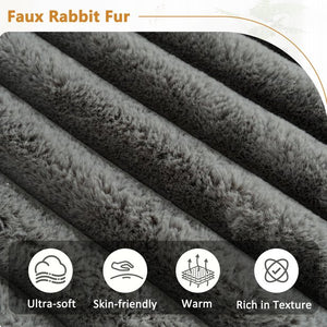 English Elm 110" Cloud Sectional Sofa Upholstered with Ultra-Soft Faux Rabbit Fur, Modular L-Shape Comfort and Easy Care Dark Gray N719S001820R