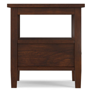 English Elm Warm Shaker Solid Wood End Table with Drawer Open Shelf Rustic Living Room Accent B136P481642