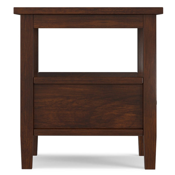 English Elm Warm Shaker Solid Wood End Table with Drawer Open Shelf Rustic Living Room Accent B136P481642