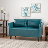 Christopher Knight Home® - Noble House - Bellerose Teal Leather Settee