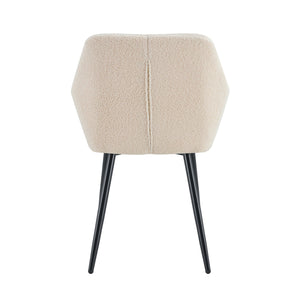 English Elm Leisure Modern Accent Arm Chairs Set Of 2 - Beige Teddy Fabric With Sturdy Black Metal Legs W370P203684