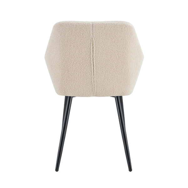 English Elm Leisure Modern Accent Arm Chairs Set Of 2 - Beige Teddy Fabric With Sturdy Black Metal Legs W370P203684