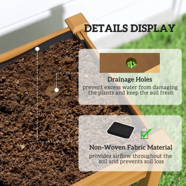 English Elm Outdoor Raised Planter Box Fir Wood Steel Frame with Pe Cover for Patio Garden T3971P505770