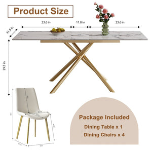 English Elm 59-inch Expandable Glass Top Dining Set Seats 8 with Upholstered Chairs X-base W2700S00090