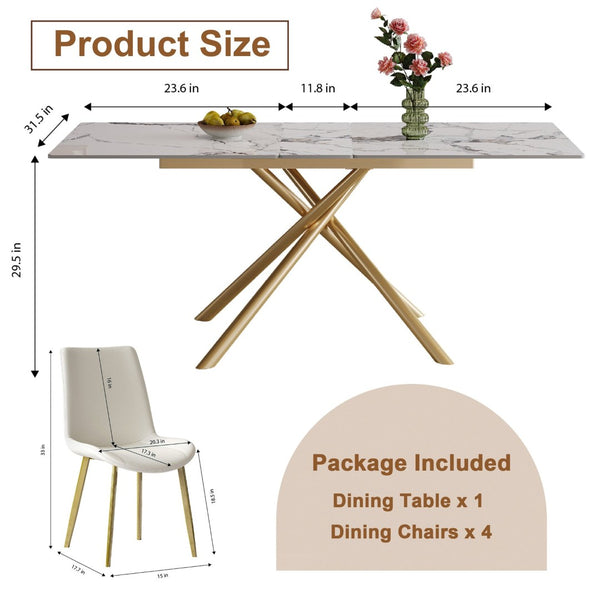 English Elm 59-inch Expandable Glass Top Dining Set Seats 8 with Upholstered Chairs X-base W2700S00090