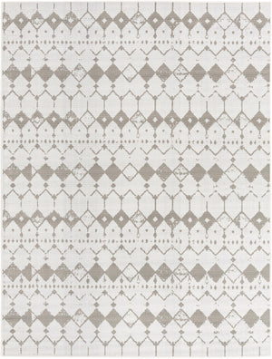 Unique Loom Outdoor Trellis Cardak Machine Made Geometric Rug Ivory and Gray, Gray 7' 10" x 10' 0"