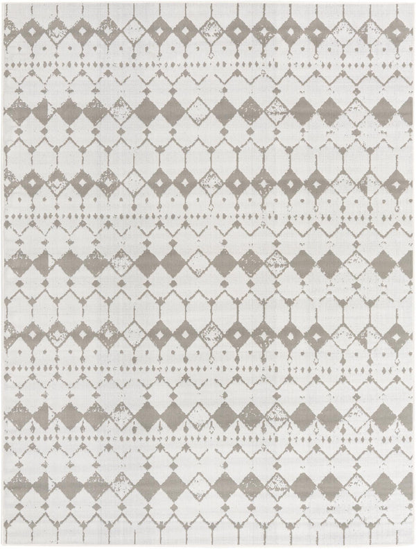 Unique Loom Outdoor Trellis Cardak Machine Made Geometric Rug Ivory and Gray, Gray 7' 10" x 10' 0"