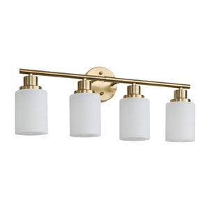 English Elm 24" Modern 4-Light Vanity Wall Sconce - Elegant Golden Finish & Frosted Shades For Soft Illumination W2312P374813