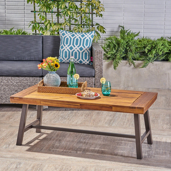 English Elm Christopher Knight Home® - CARLISLE Modern Industrial Coffee Table in Natural Acacia Wood with Powder-Coated Frame, 45.75" W 62349.00