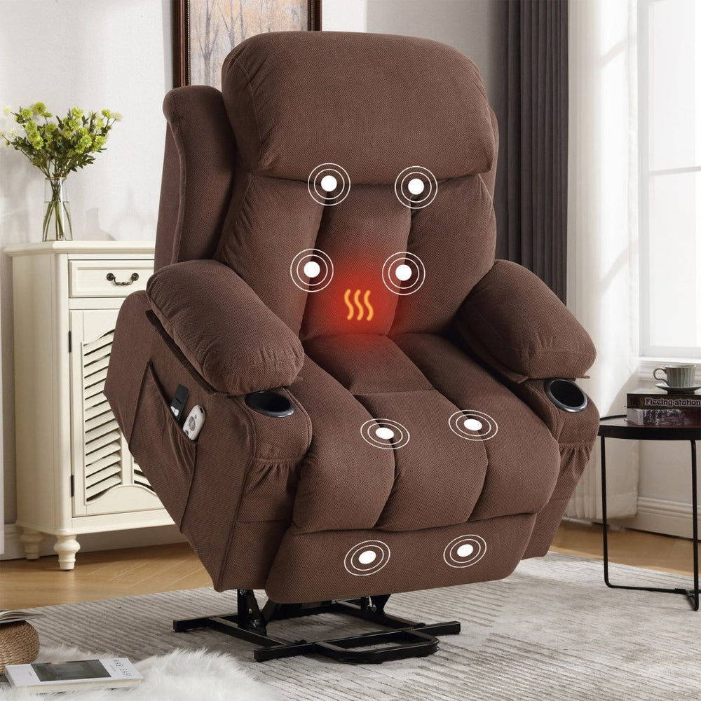 English Elm Power Lift Recliner with Heated Lumbar Massage and Usb Port for Senior Living W1521P455686