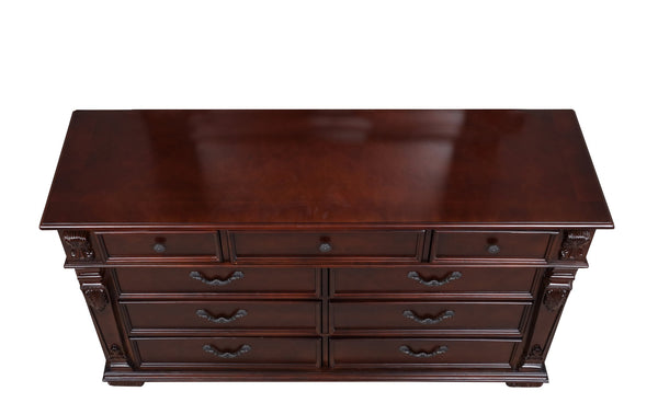 English Elm Lyndon 9-Drawer Dresser with Felt-Lined Top Drawers, Smooth Ball-Bearing Slides, Durable Wood Finish Cherry 69 L x 22 W x 41 H B078P301018