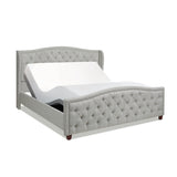 English Elm Fontana Wingback Upholstered Platform Bed Frame, King, Silver Grey Polyester