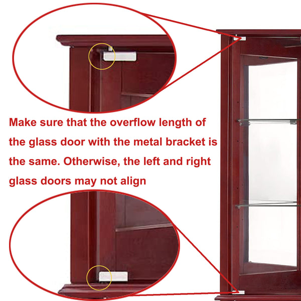 English Elm Corner Curio Display Cabinet with Mirrored Back, Interior Lighting, Adjustable Glass Shelves, Elegant Finish Cherry W1693P171669