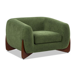 English Elm Jennifer Taylor Home - Alpine 44" Sherpa Arm Chair in Moss Green Teddy Fleece—Deep 24" Seat, Removable Cushion, Oak Legs B2719P280161