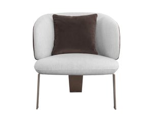 Sunpan Garry Lounge Chair - Artistic Curved Backrest In San Remo Winter Cloud & Meg Ash With Gold Legs Grey Fabric 109743