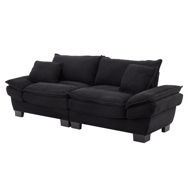 English Elm Corduroy Stylish Sleeper Sofa Loveseat with Dual-Layer Cushions & Two Support Pillows, Sturdy Frame Black W676P184130