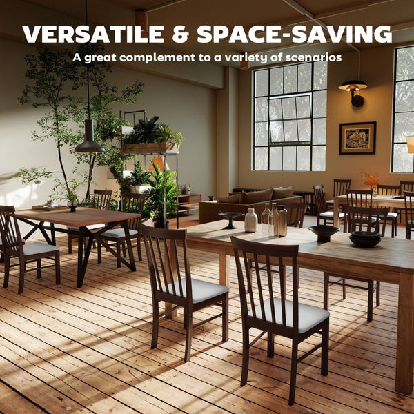 English Elm Modern Farmhouse Rubberwood Dining Chairs with Slatted Back and Cushioned Seat Set of 2 T3971P427858