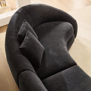 English Elm 125.98" Curved Sofa with Oversized Love Heart Backrest, Beige Fleece, Deep 25.19" Seat, 2 Pillows, Luxe Comfort W3208S00014