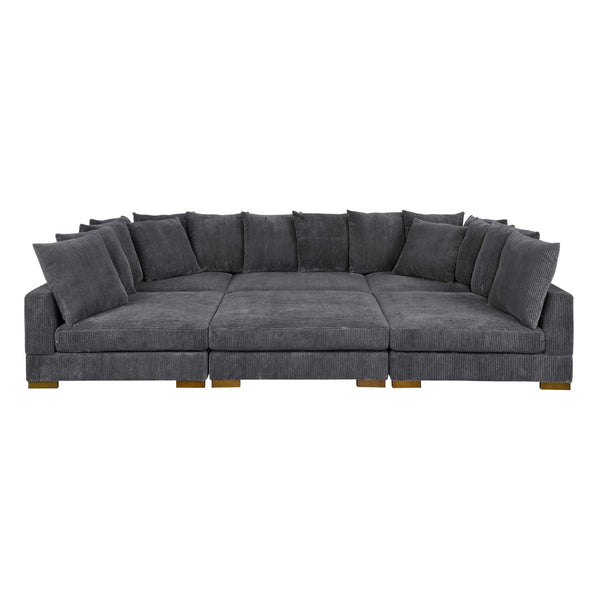 English Elm Large Corduroy Modular Sectional Sofa Sleeper with Ribbed Texture for Open Living Dark Gray B2748S00010