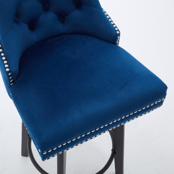 English Elm Modern Velvet Swivel Barstools Tufted Upholstery Rivet Trim for Kitchen Island or Home Bar W2311P227681