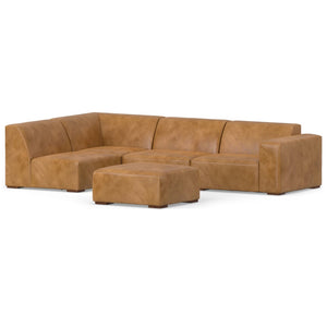 English Elm Rex Left Sectional Sofa & Ottoman Set - Handcrafted Leather Comfort For Modern Living Spaces B136P199264-GIGA