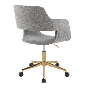English Elm Margarite Modern Ergonomic Task Chair With Gold Metal Base And Grey Fabric For Stylish Comfort B202P223904