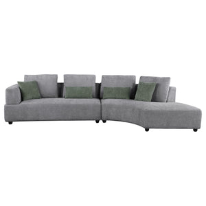 English Elm Lincoln Grey Curved Upholstered Sectional Sofa with Pillow-Back Cushions, Plush Grey Fabric Lounge B062S01310