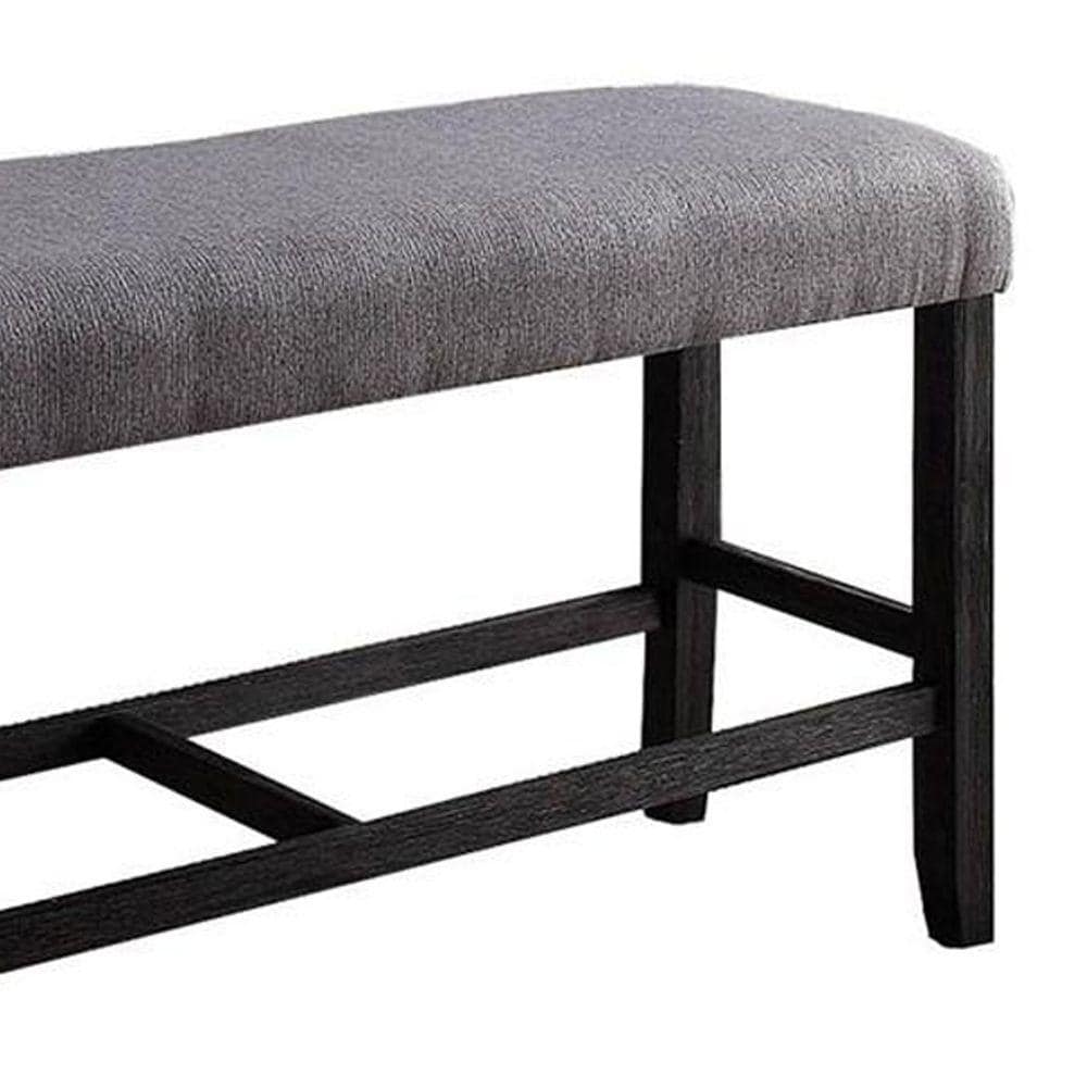 English Elm 1pc Counter Height Bench Espresso Upholstered Padded Seat 48"W x 14"D x 25"H Wood Frame Durable Footrest Support B2741P328579
