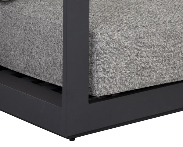 Sunpan TAVIRA Sofa - Charcoal Aluminum Frame with Lanikai Salt and Pepper Fabric for Outdoor Luxury Living 109656V