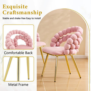 English Elm Modern Velvet Bubble Back Dining Accent Chair Set Glam Sculpted Upholstered Seating Gold,Pink W3875P446132