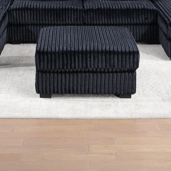 English Elm Contemporary Modular U-shaped Sectional with Corduroy Fabric Usb Port and Cup Holders B011S02235