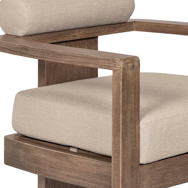 English Elm Relic Outdoor Eucalyptus Dining Chair with Taupe Olefin Cushions Patio Seating B2736P464821