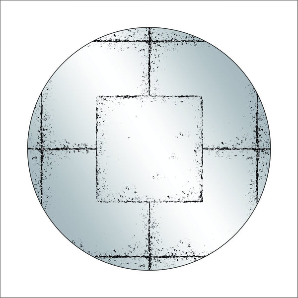 English Elm Round Iron Framed Wall Mirror with Weathered Etched Detail for Living Room or Foyer W3935P406810